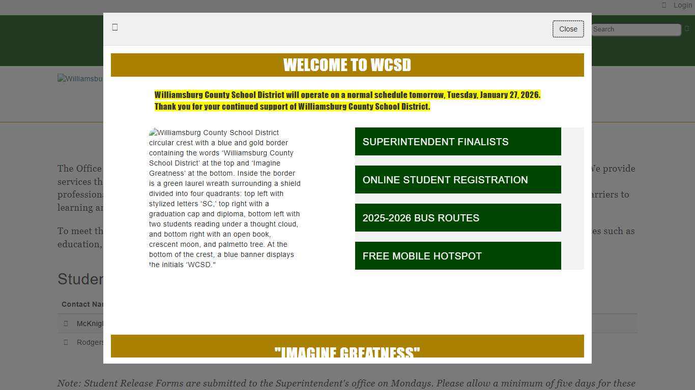 Student Services - Williamsburg County School District